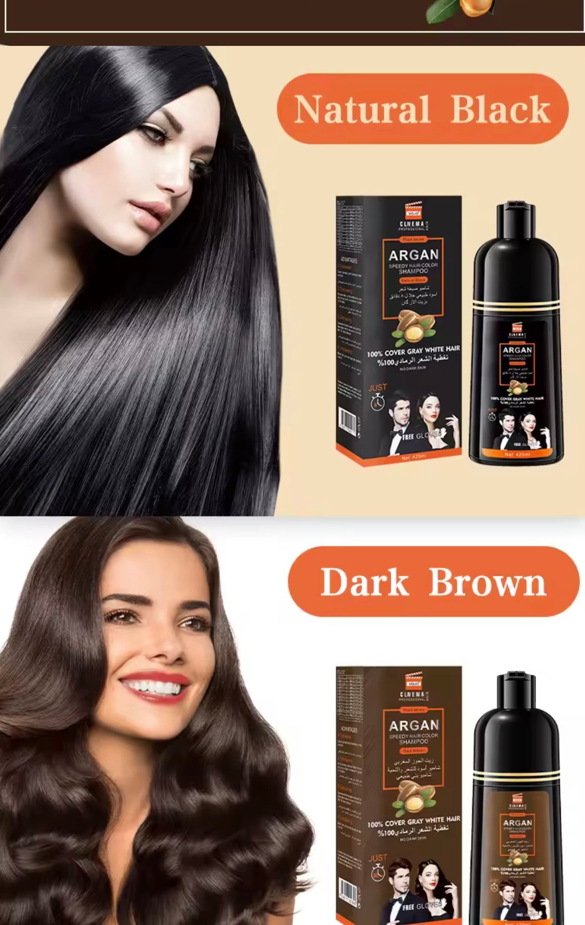 Shampoing d’huile argan anti cheveux blanc