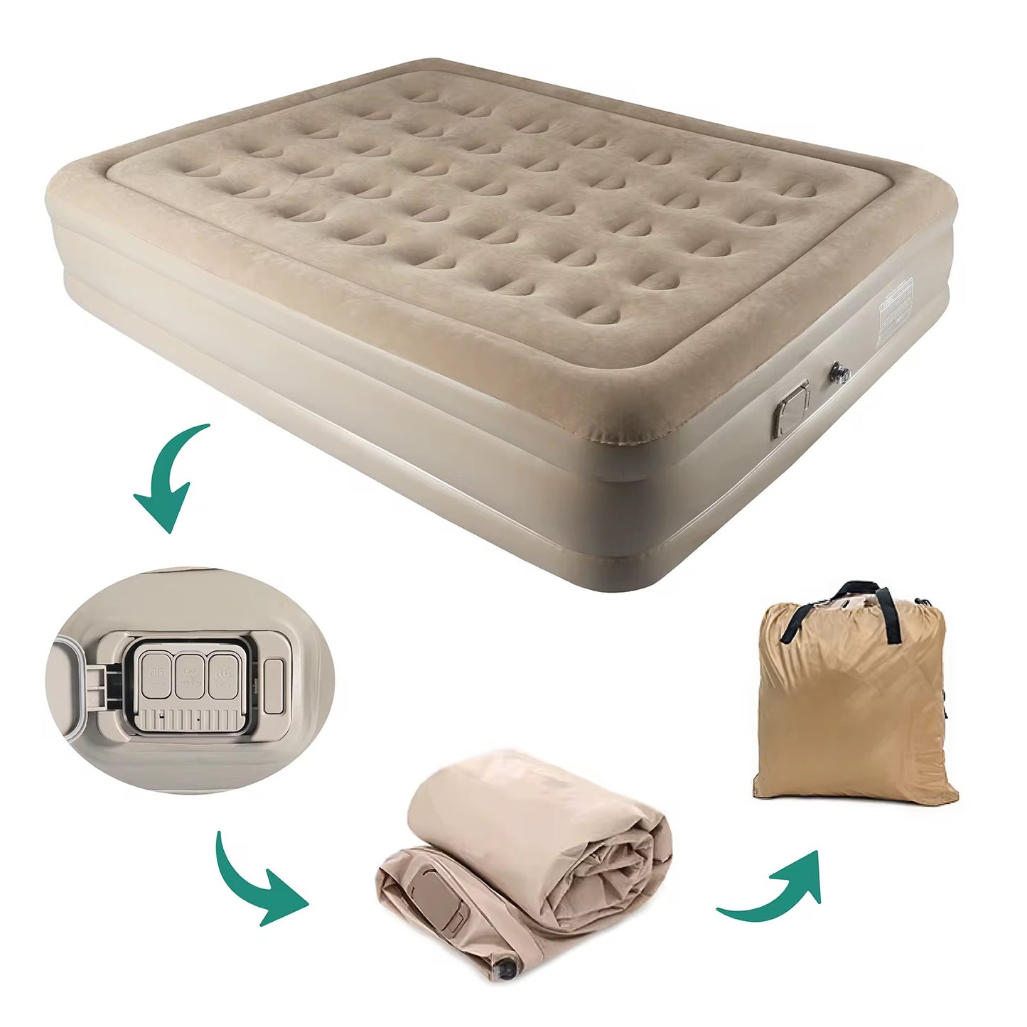 matelas gonflable (épaisseur 40 cm) automatique avec pompe rechargeable intégrée 2025
