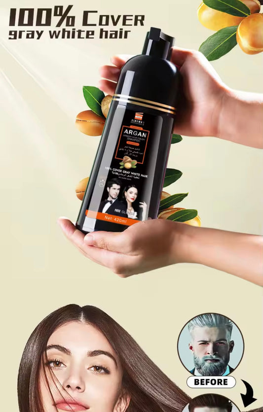 Shampoing d’huile argan anti cheveux blanc