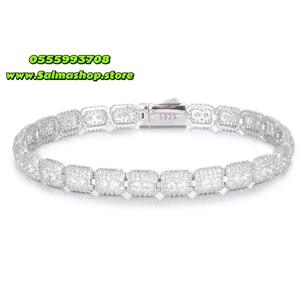 Bracelet incrustré diamant synthétique en argent 925 et plaqué or