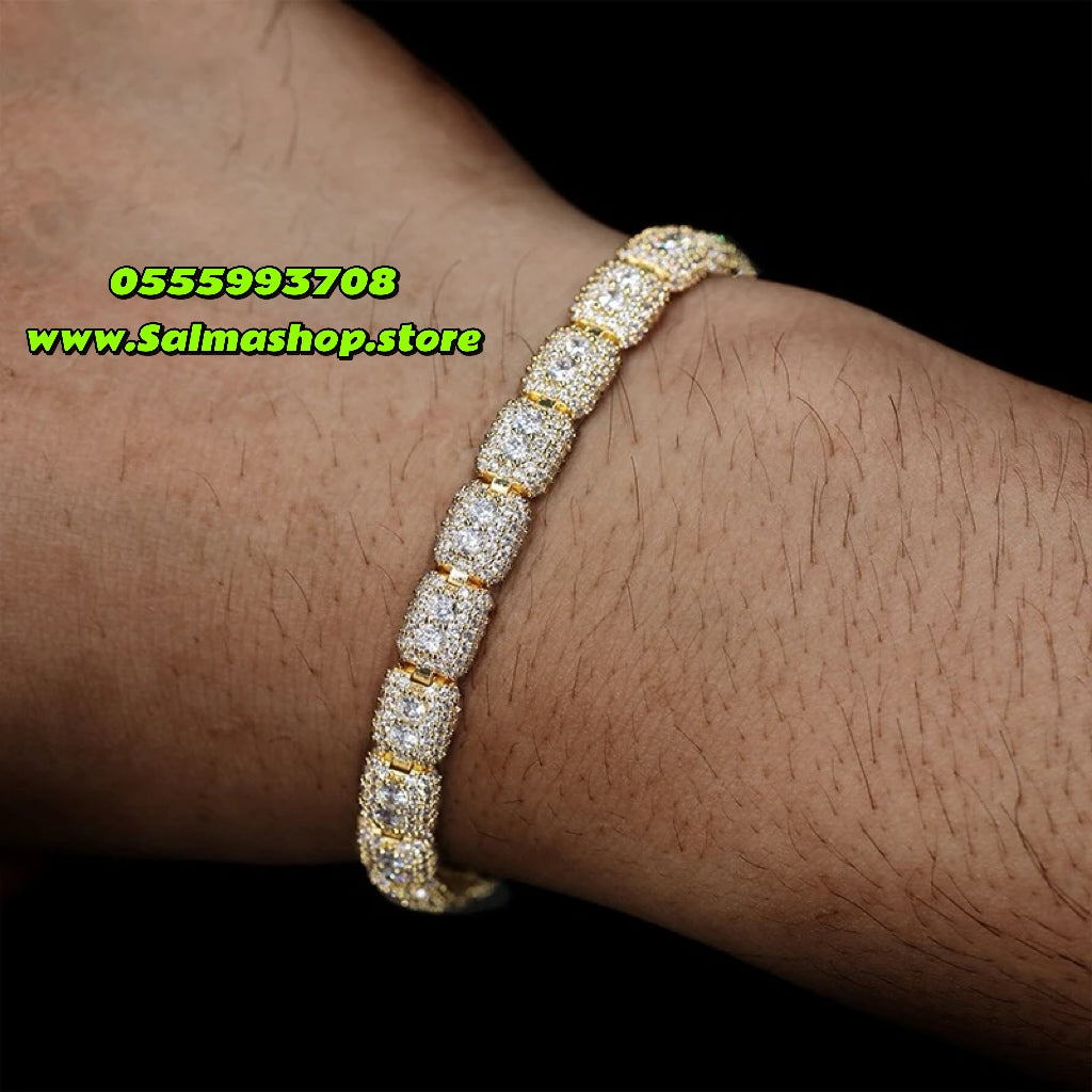 Bracelet incrustré diamant synthétique en argent 925 et plaqué or