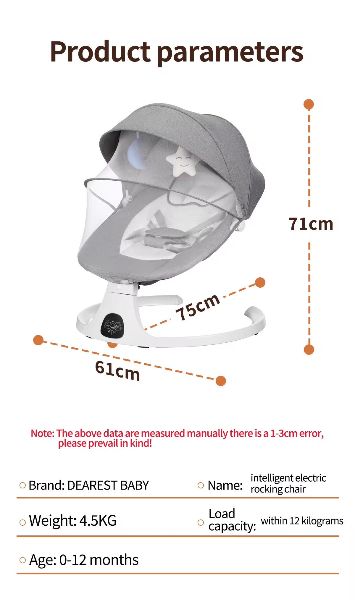 Berceau à bascule automatique pour bébé